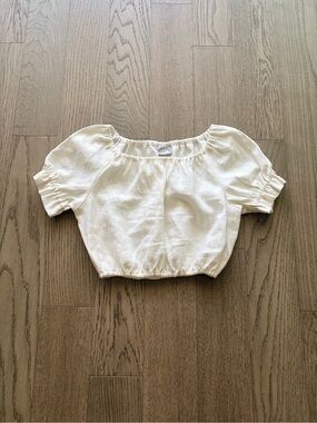Nicole Purdy Puff-Sleeve Cropped Top